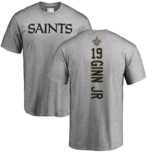 Men New Orleans Saints Ash Ted Ginn Jr Backer NFL Football #19 T Shirt->new orleans saints->NFL Jersey